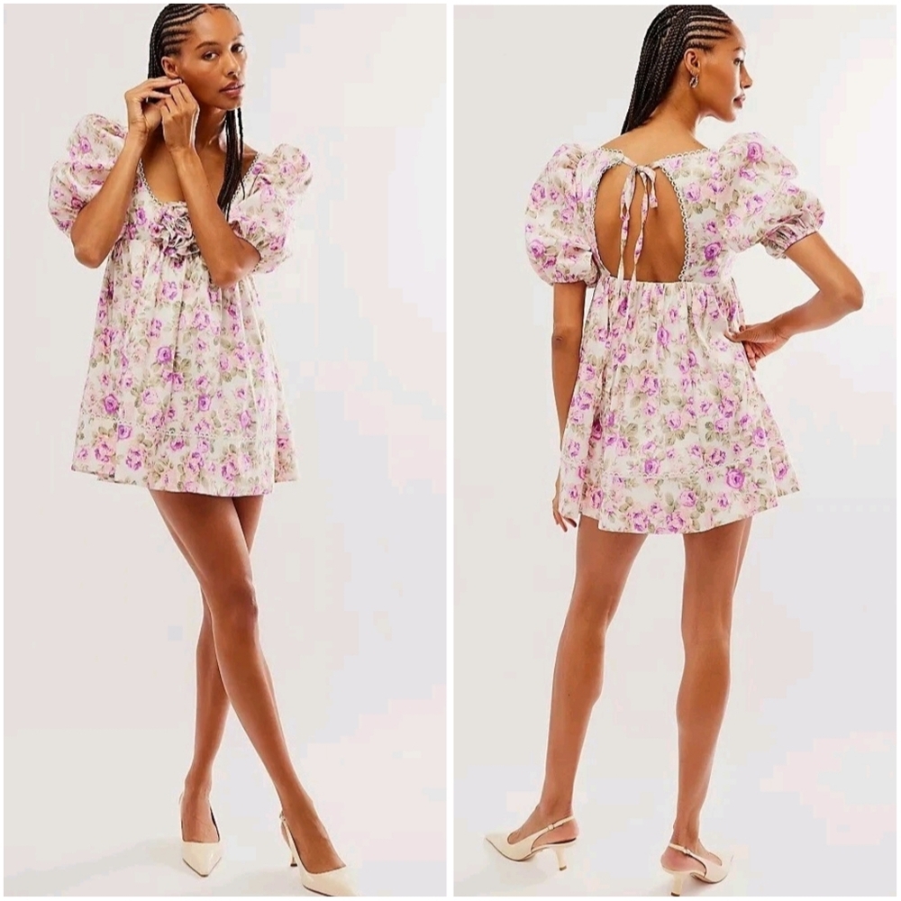 NWT For Love & Lemons Milani Mini Dress White Multi Plus 2X